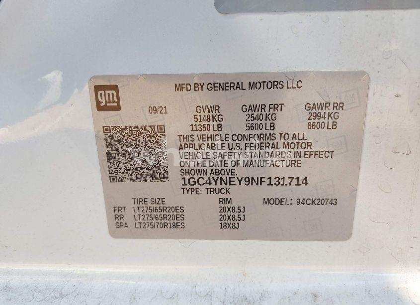 Photo 8 of 2022 Chevrolet Silverado 2500HD 4WD STANDARD BED LT (VIN 1GC4YNEY9NF131714)