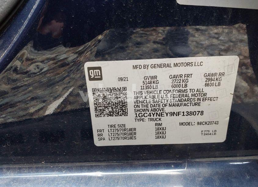 Photo 8 of 2022 Chevrolet Silverado 2500HD 4WD STANDARD BED LT (VIN 1GC4YNEY9NF138078)