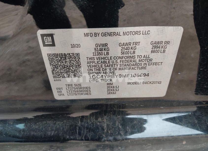 Photo 8 of 2021 Chevrolet Silverado 2500HD 4WD STANDARD BED LTZ (VIN 1GC4YPEY0MF106694)