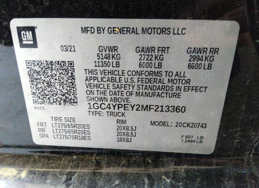 Photo 10 of 2021 Chevrolet Silverado 2500HD 4WD STANDARD BED LTZ (VIN 1GC4YPEY2MF213360)