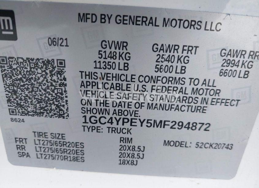 Photo 9 of 2021 Chevrolet Silverado 2500HD 4WD STANDARD BED LTZ (VIN 1GC4YPEY5MF294872)