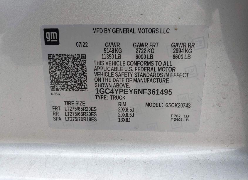 Photo 8 of 2022 Chevrolet Silverado 2500HD 4WD STANDARD BED LTZ (VIN 1GC4YPEY6NF361495)