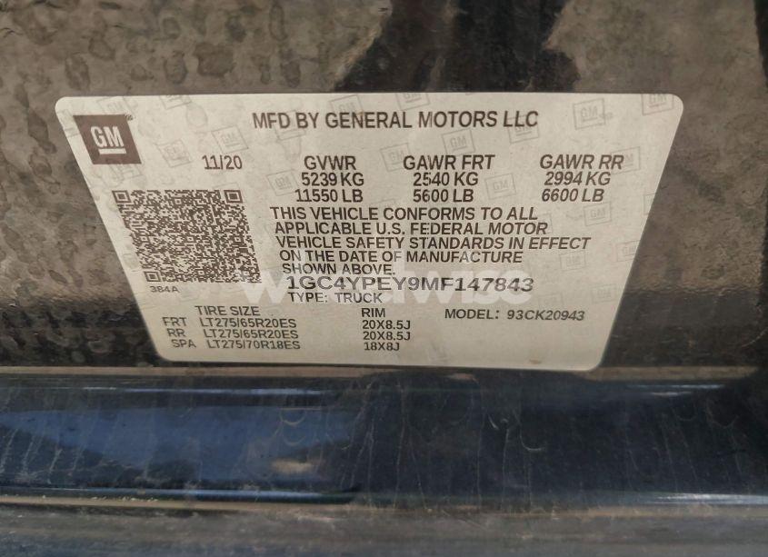 Photo 8 of 2021 Chevrolet Silverado 2500HD 4WD LONG BED LTZ (VIN 1GC4YPEY9MF147843)