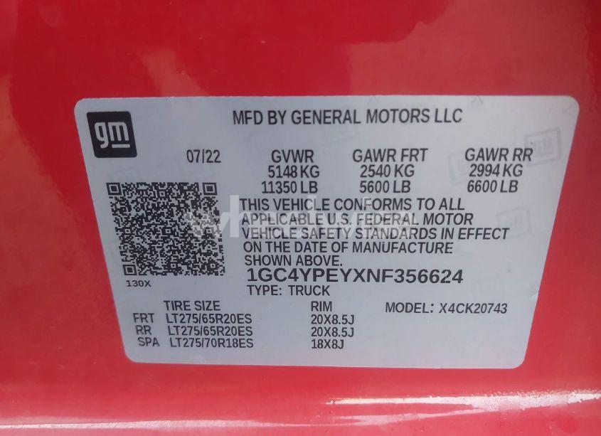 Photo 9 of 2022 Chevrolet Silverado 2500HD 4WD STANDARD BED LTZ (VIN 1GC4YPEYXNF356624)
