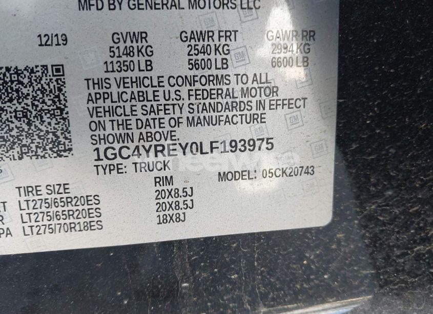 Photo 8 of 2020 Chevrolet Silverado 2500HD 4WD STANDARD BED HIGH COUNTRY (VIN 1GC4YREY0LF193975)