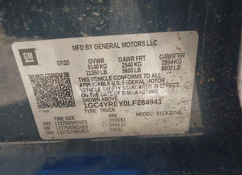 Photo 9 of 2020 Chevrolet Silverado 2500HD 4WD STANDARD BED HIGH COUNTRY (VIN 1GC4YREY0LF284941)