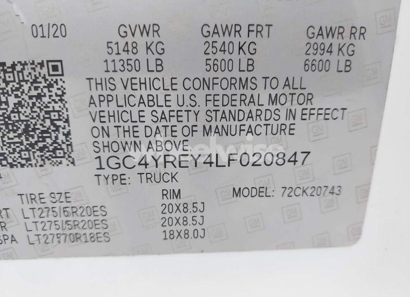 Photo 8 of 2020 Chevrolet Silverado 2500HD 4WD LONG BED HIGH COUNTRY/4WD STANDARD BED HIGH COUNTRY (VIN 1GC4YREY4LF020847)