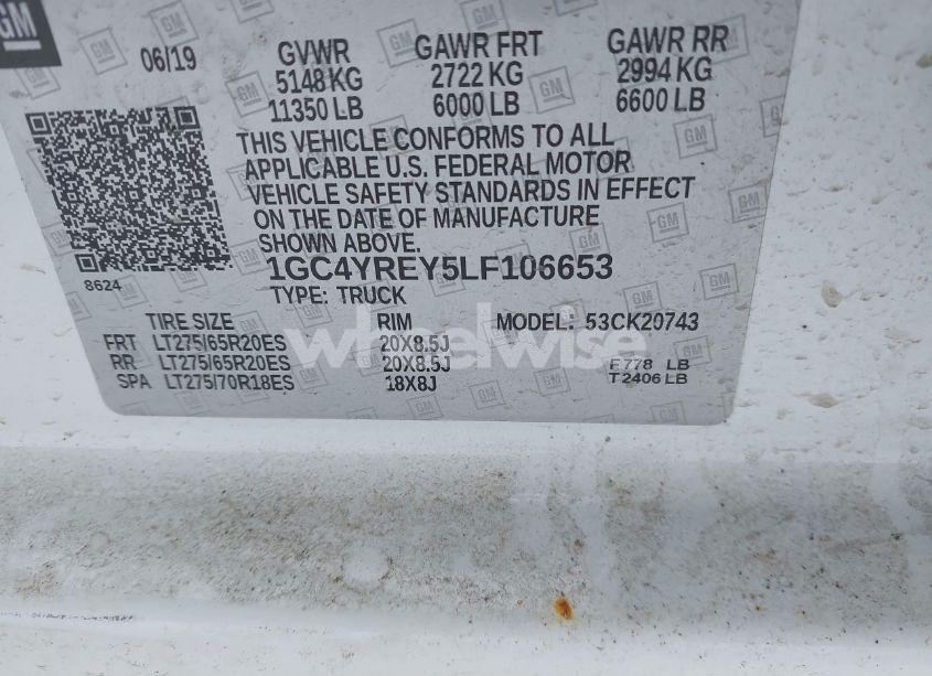 Photo 9 of 2020 Chevrolet Silverado 2500HD 4WD STANDARD BED HIGH COUNTRY (VIN 1GC4YREY5LF106653)