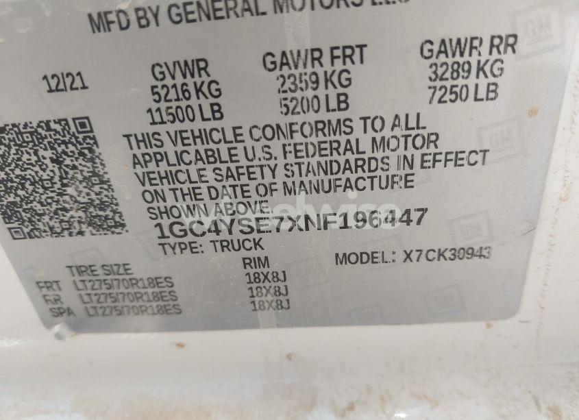 Photo 8 of 2022 Chevrolet Silverado 3500HD 4WD LONG BED WT (VIN 1GC4YSE7XNF196447)