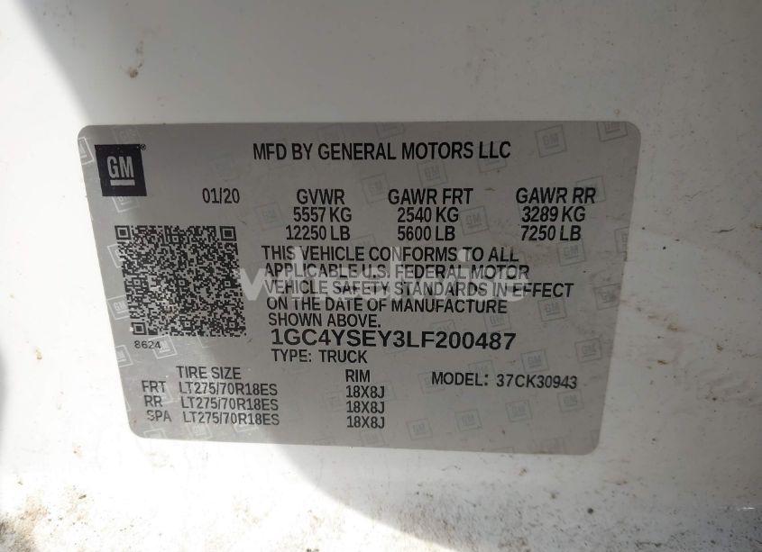 Photo 9 of 2020 Chevrolet Silverado 3500HD 4WD LONG BED WT (VIN 1GC4YSEY3LF200487)