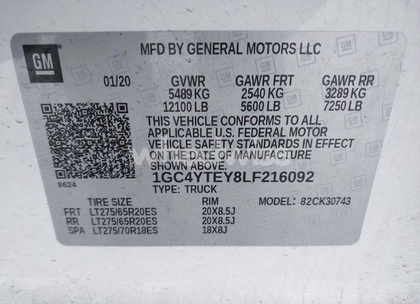 Photo 8 of 2020 Chevrolet Silverado 3500HD 4WD STANDARD BED LT (VIN 1GC4YTEY8LF216092)