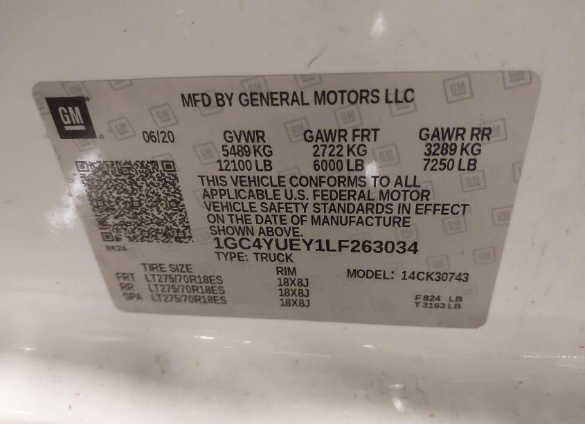 Photo 9 of 2020 Chevrolet Silverado 3500HD 4WD STANDARD BED LTZ (VIN 1GC4YUEY1LF263034)