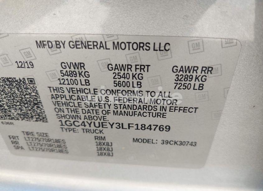 Photo 8 of 2020 Chevrolet Silverado 3500HD 4WD STANDARD BED LTZ (VIN 1GC4YUEY3LF184769)