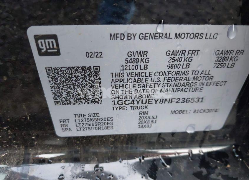 Photo 8 of 2022 Chevrolet Silverado 3500HD 4WD STANDARD BED LTZ (VIN 1GC4YUEY8NF236531)