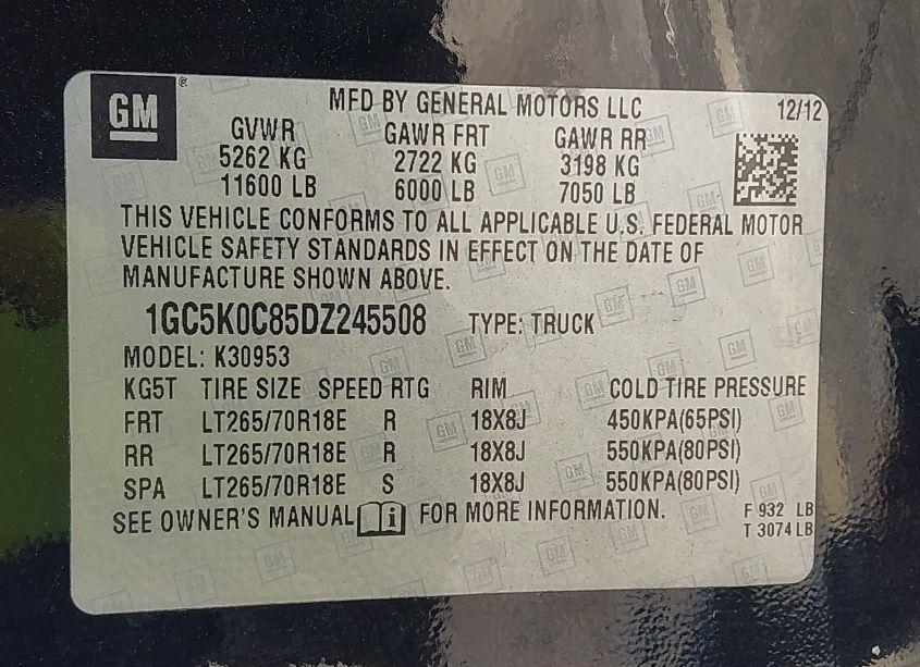 Photo 9 of 2013 Chevrolet Silverado 3500HD LT (VIN 1GC5K0C85DZ245508)