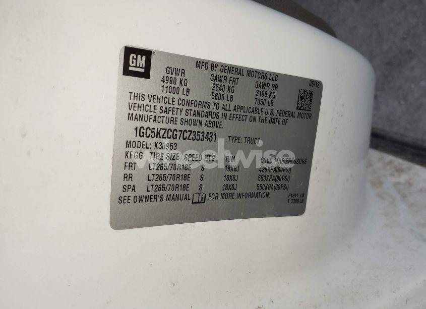 Photo 8 of 2012 Chevrolet Silverado 3500HD WORK TRUCK (VIN 1GC5KZCG7CZ353431)