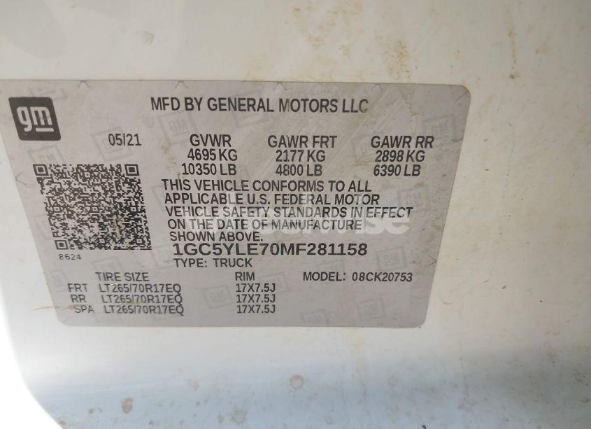 Photo 8 of 2021 Chevrolet Silverado 2500HD 4WD DOUBLE CAB STANDARD BED WT (VIN 1GC5YLE70MF281158)