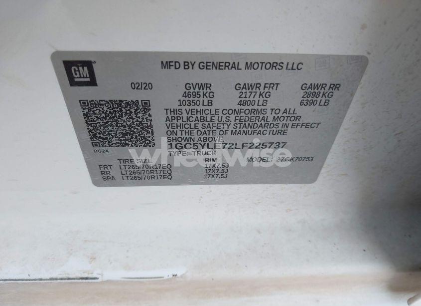 Photo 8 of 2020 Chevrolet Silverado 2500HD 4WD DOUBLE CAB STANDARD BED WT (VIN 1GC5YLE72LF225737)