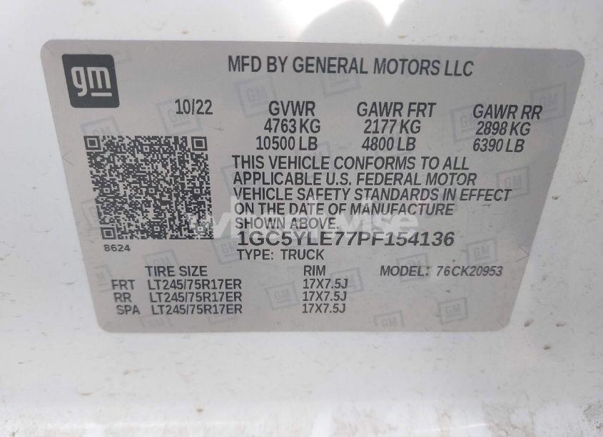 Photo 8 of 2023 Chevrolet Silverado 2500HD 4WD DOUBLE CAB LONG BED WT (VIN 1GC5YLE77PF154136)