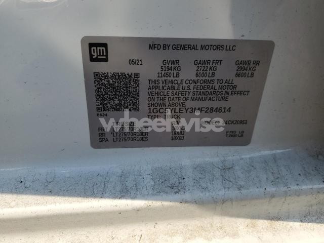 Photo 3 of 2021 CHEVROLET SILVERADO K2500 HEAVY DUTY (VIN 1GC5YLEY3MF284614)