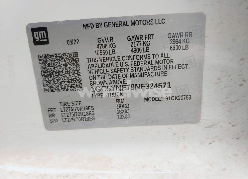 Photo 8 of 2022 Chevrolet Silverado 2500HD 4WD DOUBLE CAB STANDARD BED LT (VIN 1GC5YNE79NF324571)