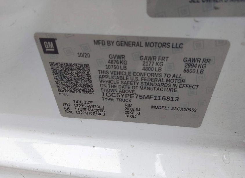 Photo 8 of 2021 Chevrolet Silverado 2500HD 4WD DOUBLE CAB LONG BED LTZ (VIN 1GC5YPE75MF116813)