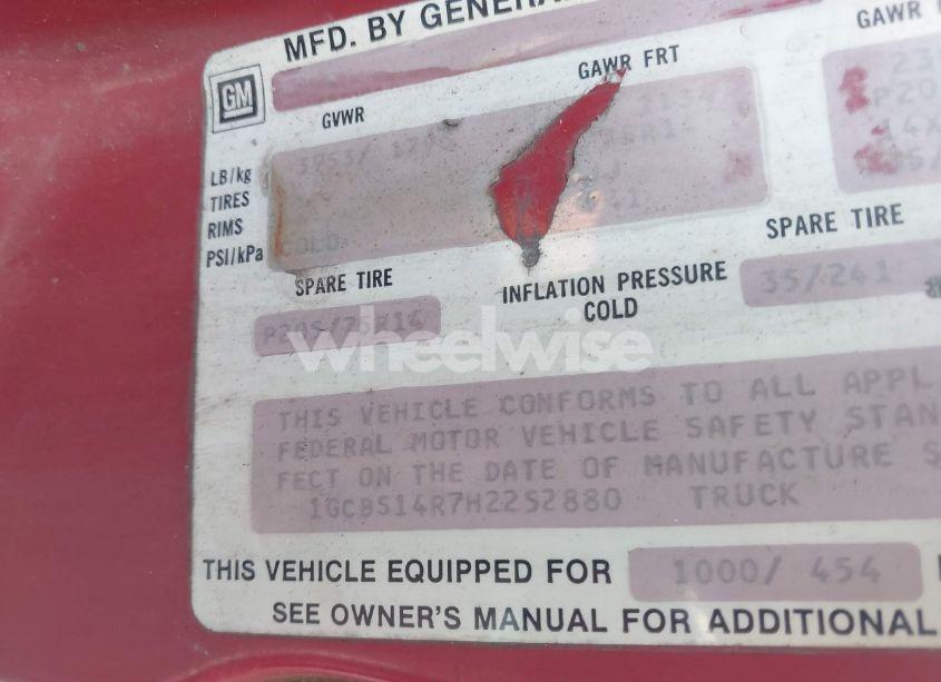 Photo 9 of 1987 Chevrolet S TRUCK S10 (VIN 1GCBS14R7H2252880)