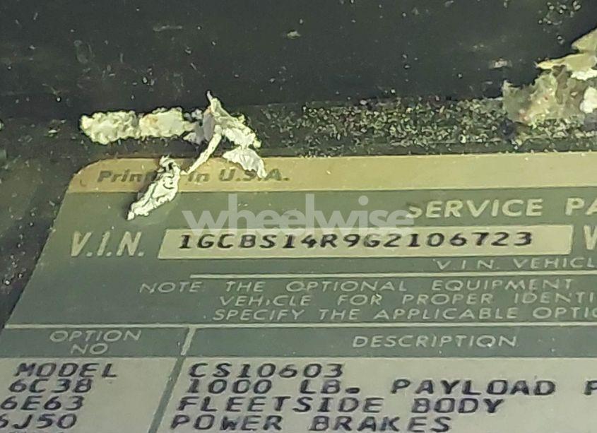 Photo 9 of 1986 Chevrolet S TRUCK S10 (VIN 1GCBS14R9G2106723)