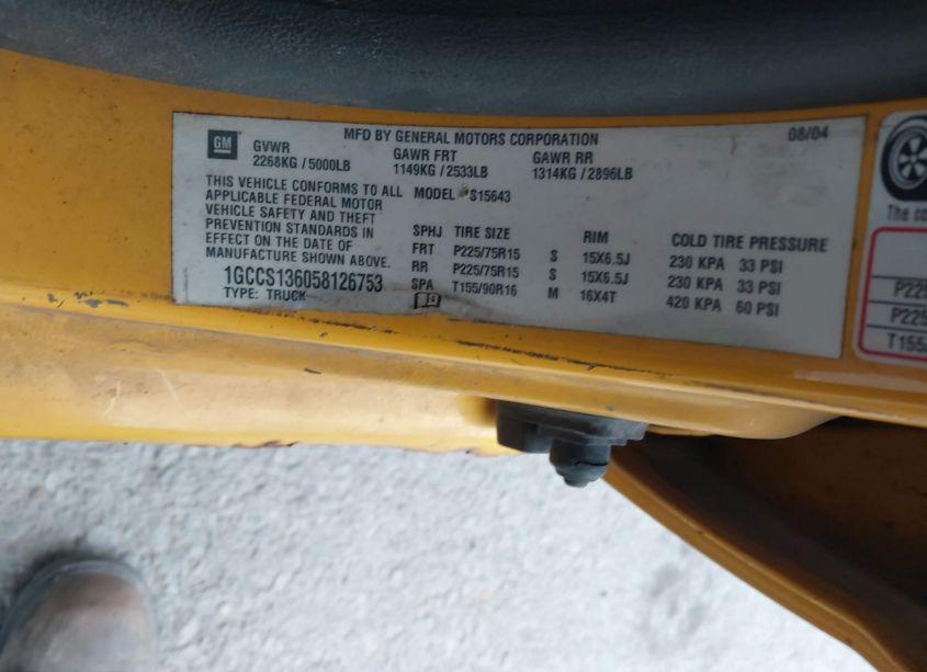 Photo 9 of 2005 Chevrolet Colorado LS (VIN 1GCCS136058126753)