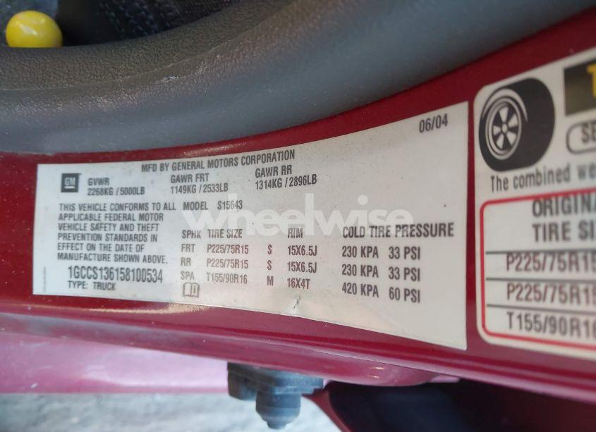 Photo 9 of 2005 Chevrolet Colorado LS (VIN 1GCCS136158100534)