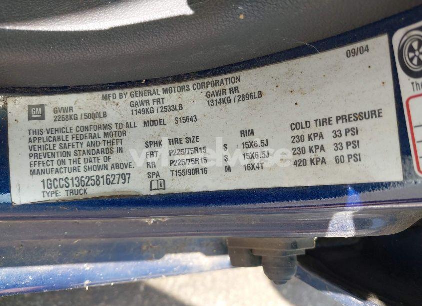 Photo 9 of 2005 Chevrolet Colorado LS (VIN 1GCCS136258162797)