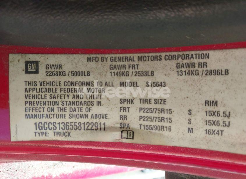 Photo 9 of 2005 Chevrolet Colorado LS (VIN 1GCCS136558122911)