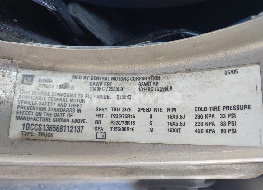 Photo 9 of 2006 Chevrolet Colorado LT (VIN 1GCCS136568112137)