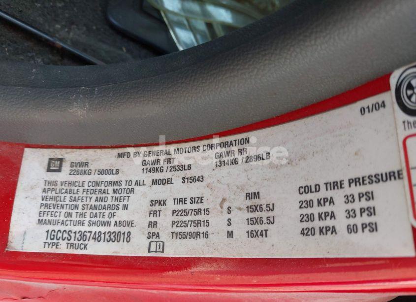 Photo 9 of 2004 Chevrolet Colorado LS (VIN 1GCCS136748133018)