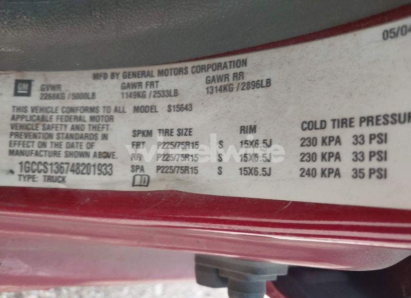 Photo 9 of 2004 Chevrolet Colorado LS (VIN 1GCCS136748201933)