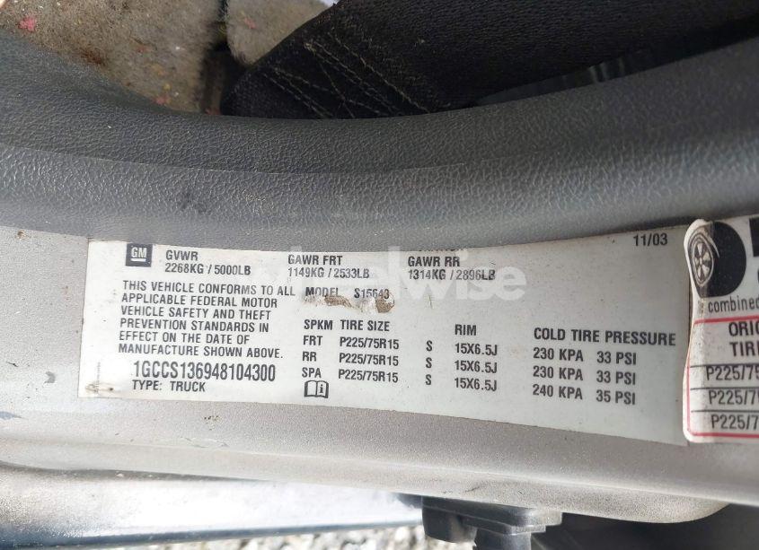 Photo 9 of 2004 Chevrolet Colorado LS (VIN 1GCCS136948104300)