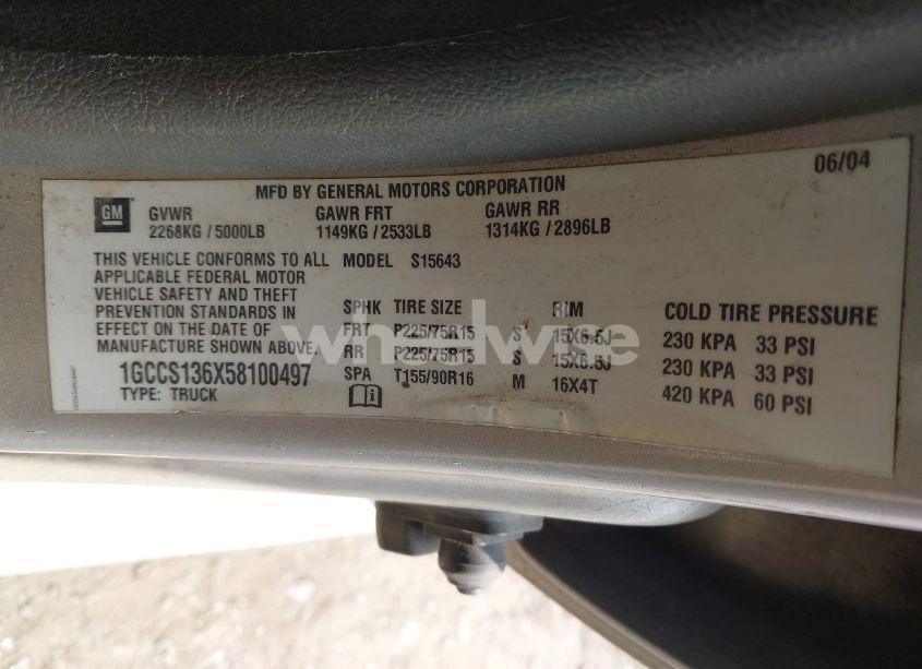 Photo 9 of 2005 Chevrolet Colorado LS (VIN 1GCCS136X58100497)