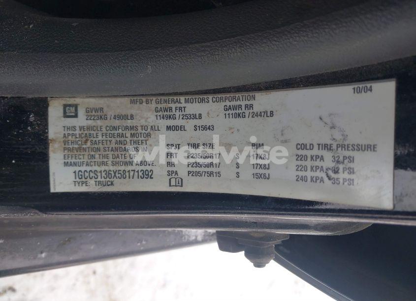 Photo 9 of 2005 Chevrolet Colorado LS (VIN 1GCCS136X58171392)