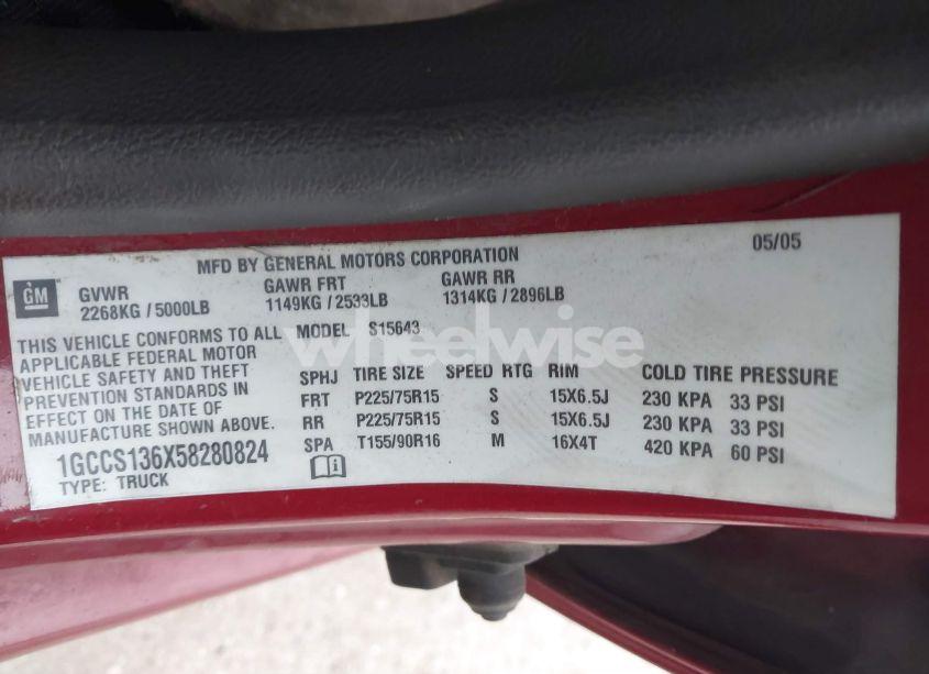 Photo 9 of 2005 Chevrolet Colorado LS (VIN 1GCCS136X58280824)