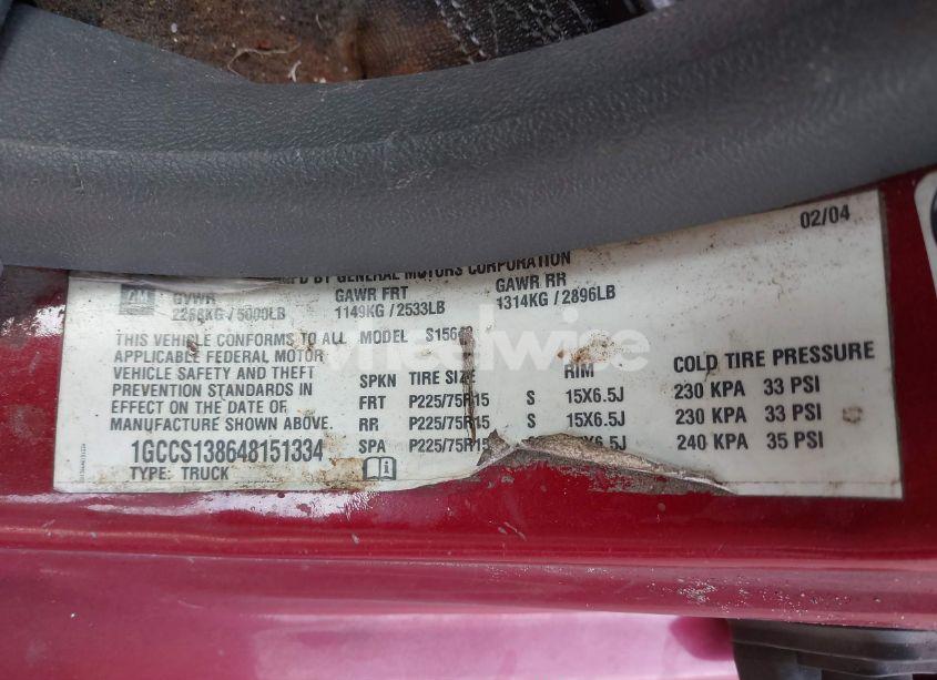 Photo 9 of 2004 Chevrolet Colorado LS (VIN 1GCCS138648151334)