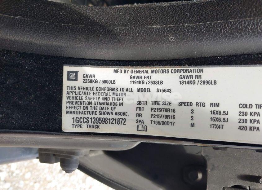 Photo 9 of 2009 Chevrolet Colorado LT (VIN 1GCCS139598121872)