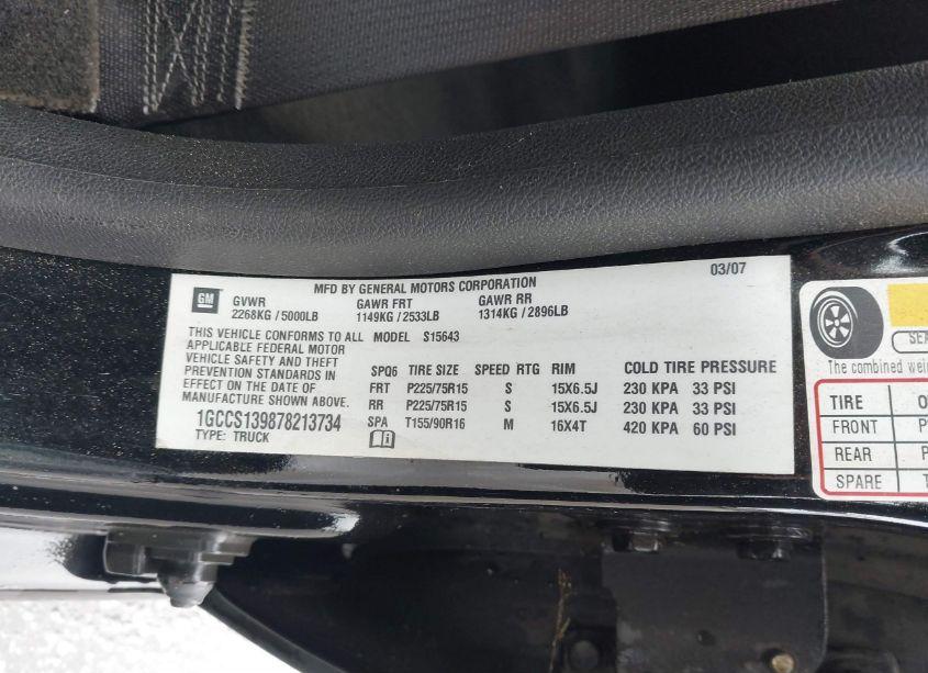 Photo 9 of 2007 Chevrolet Colorado LT (VIN 1GCCS139878213734)