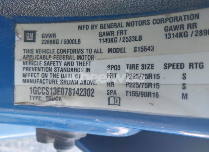 Photo 9 of 2007 Chevrolet Colorado LT (VIN 1GCCS13E078142302)