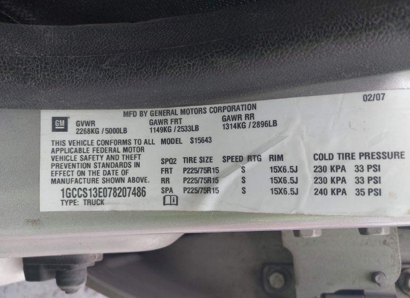 Photo 9 of 2007 Chevrolet Colorado LT (VIN 1GCCS13E078207486)