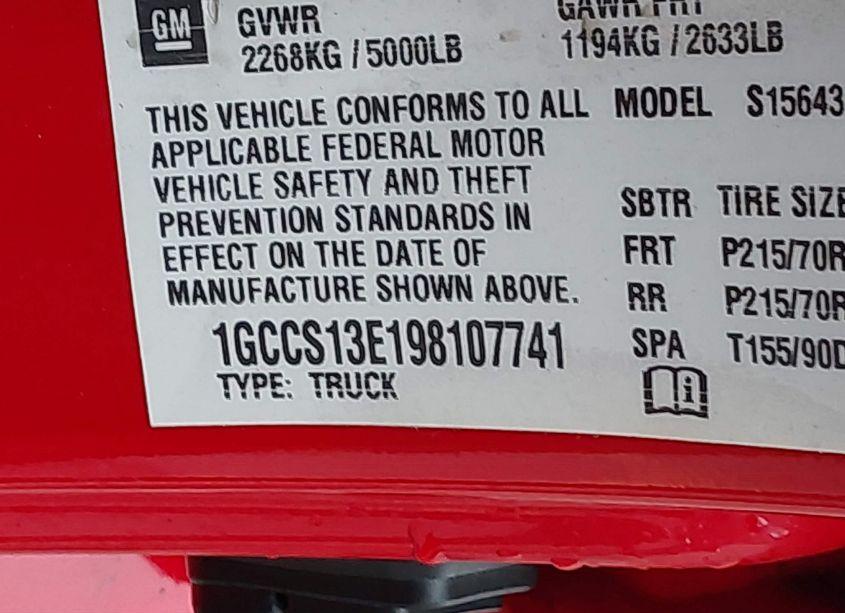 Photo 9 of 2009 Chevrolet Colorado LT (VIN 1GCCS13E198107741)