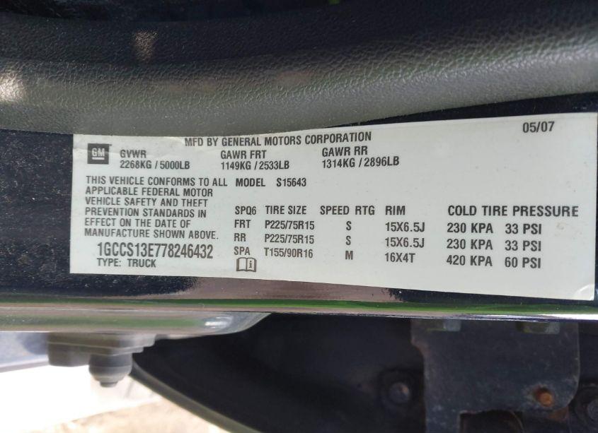 Photo 9 of 2007 Chevrolet Colorado LT (VIN 1GCCS13E778246432)