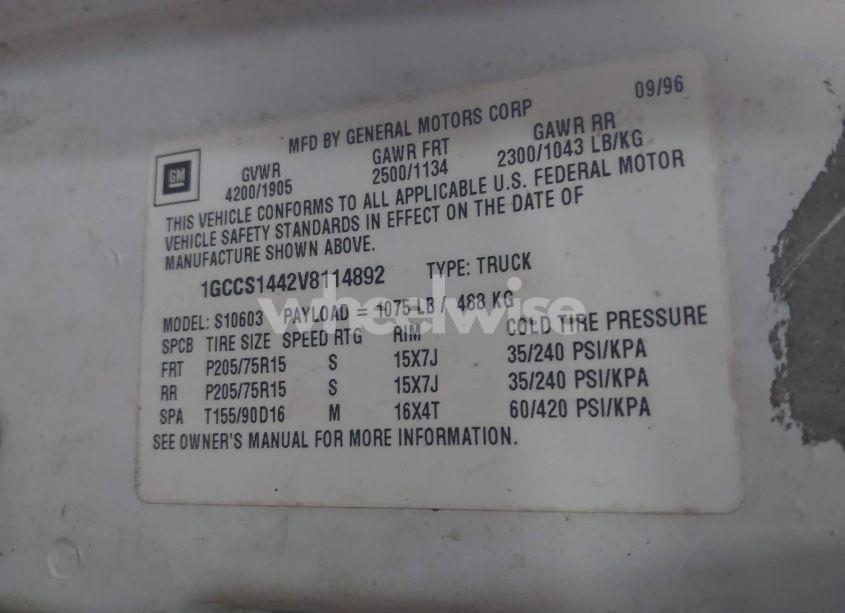 Photo 9 of 1997 Chevrolet S-10 LS FLEETSIDE (VIN 1GCCS1442V8114892)