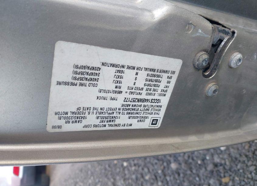 Photo 9 of 1998 Chevrolet S-10 FLEETSIDE (VIN 1GCCS1448WK257172)