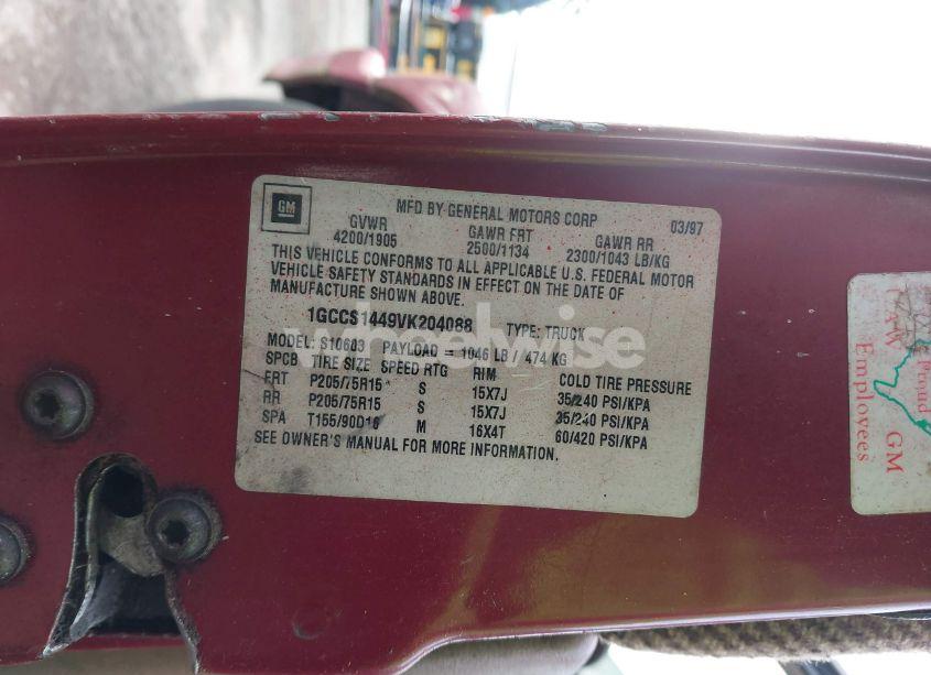 Photo 9 of 1997 Chevrolet S-10 LS FLEETSIDE (VIN 1GCCS1449VK204088)