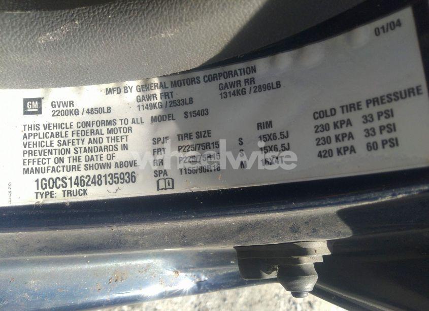 Photo 9 of 2004 Chevrolet Colorado LS (VIN 1GCCS146248135936)